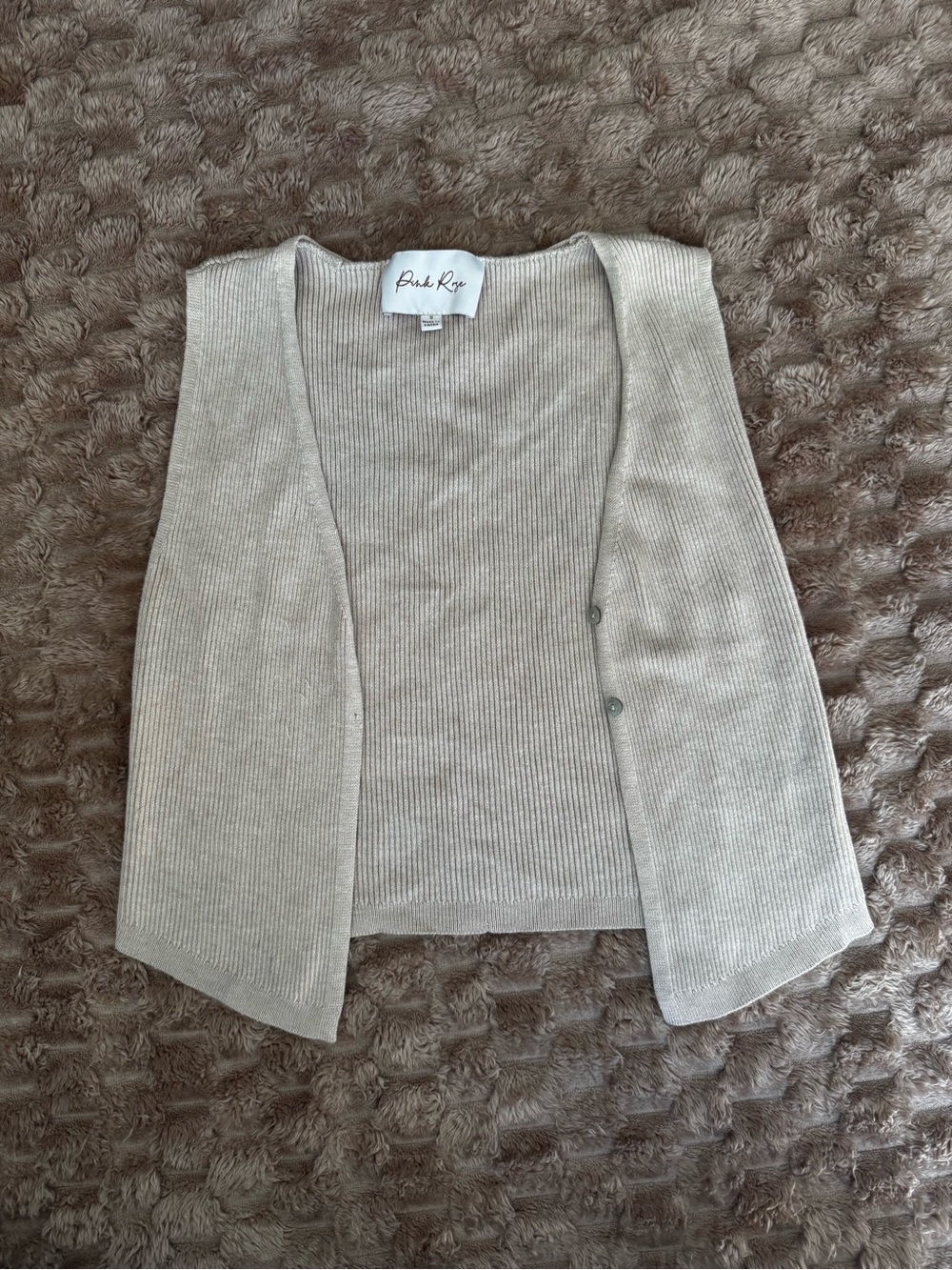 Pink Rose Ribbed Button Front Sweater Vest Small